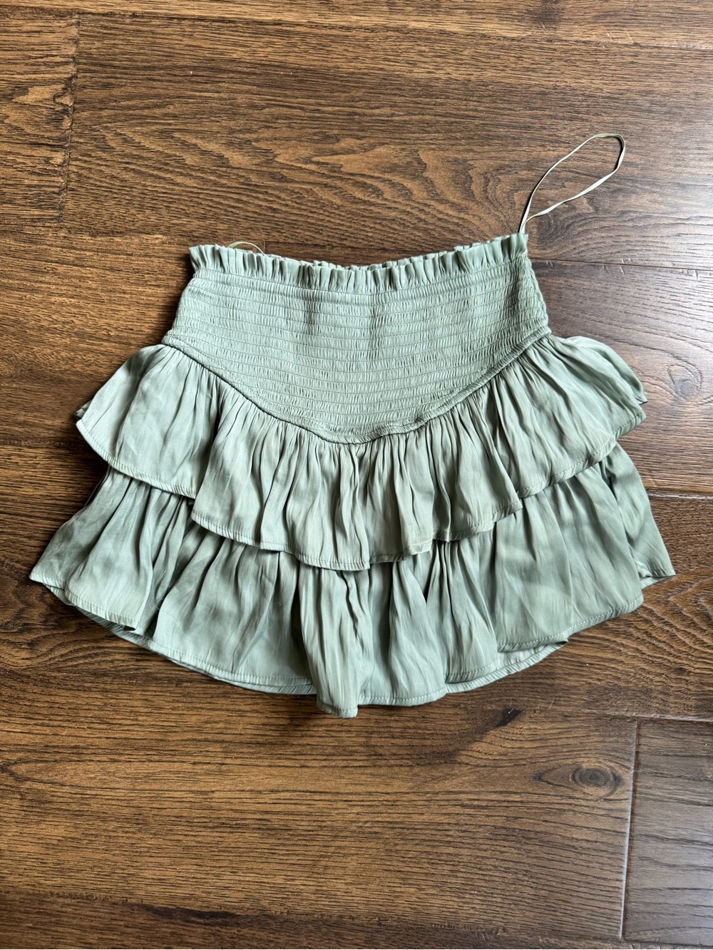 Altar'd State Sage Green Smocked Mini Skirt